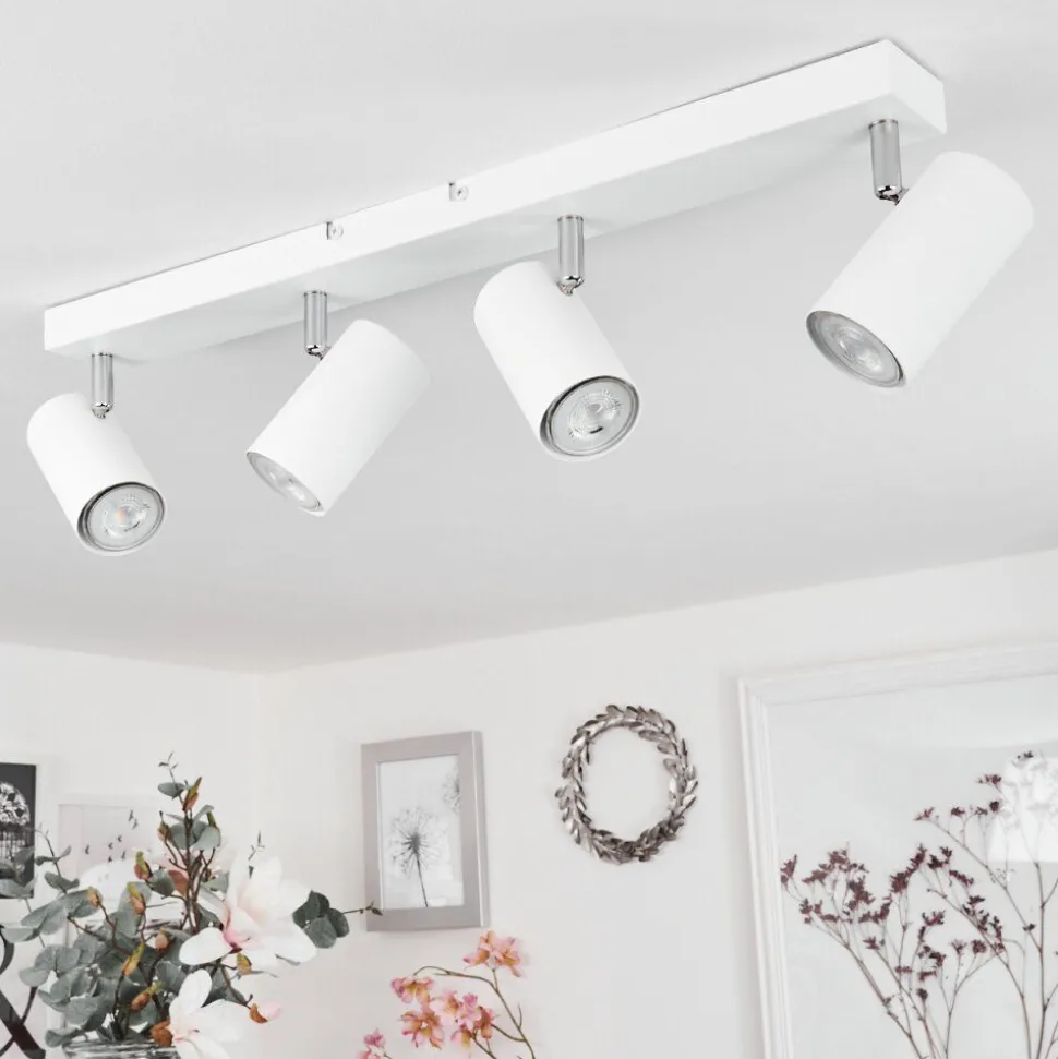 Plafonnierjavel Chrome, Blanc, 4 Lumieres