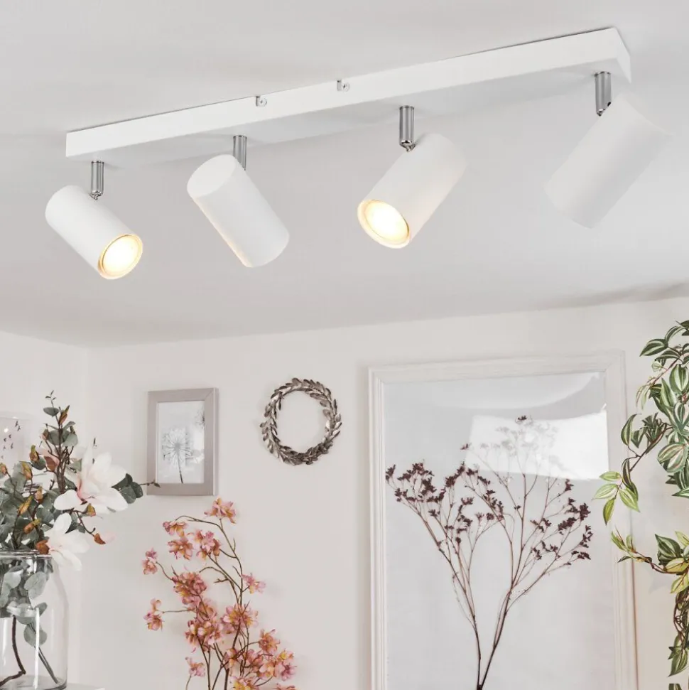 Plafonnierjavel Chrome, Blanc, 4 Lumieres