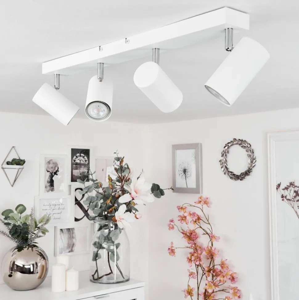 Plafonnierjavel Chrome, Blanc, 4 Lumieres