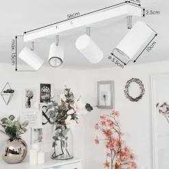 Plafonnierjavel Chrome, Blanc, 4 Lumieres