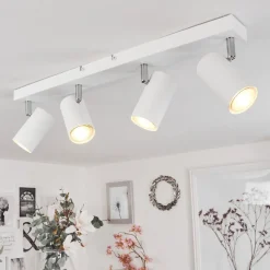 Plafonnierjavel Chrome, Blanc, 4 Lumieres