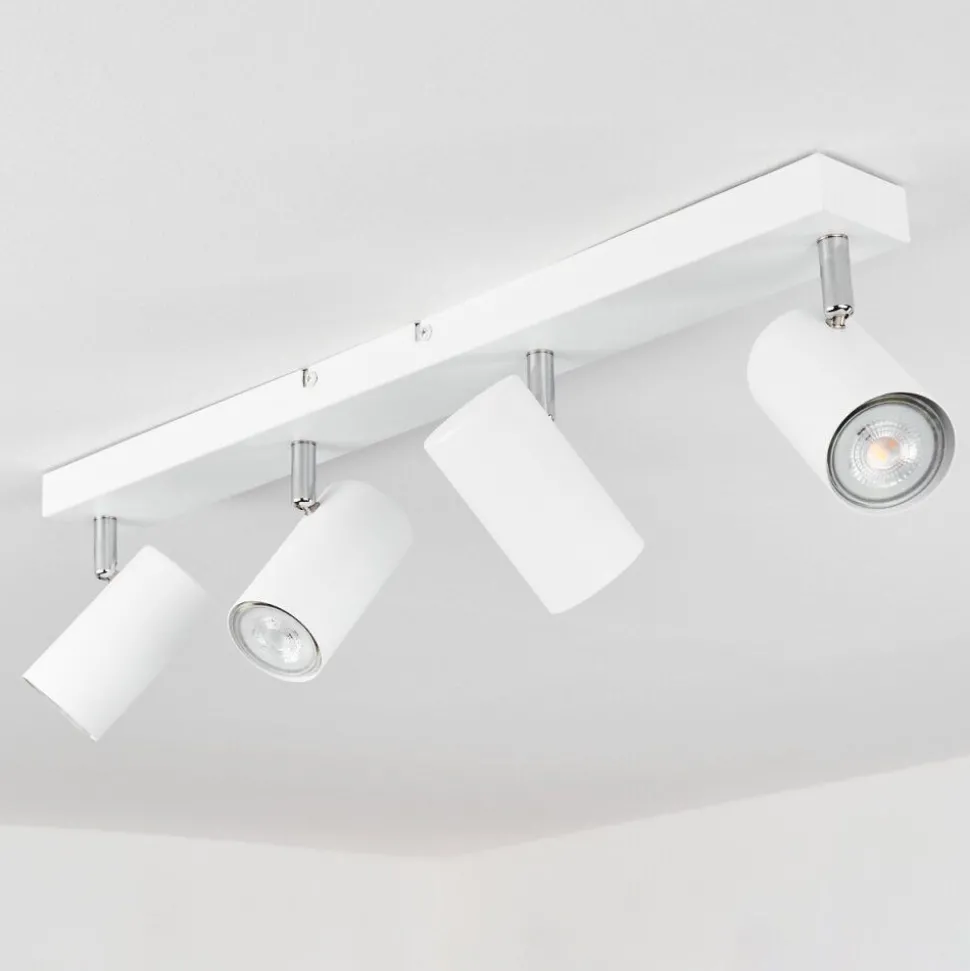 Plafonnierjavel Chrome, Blanc, 4 Lumieres