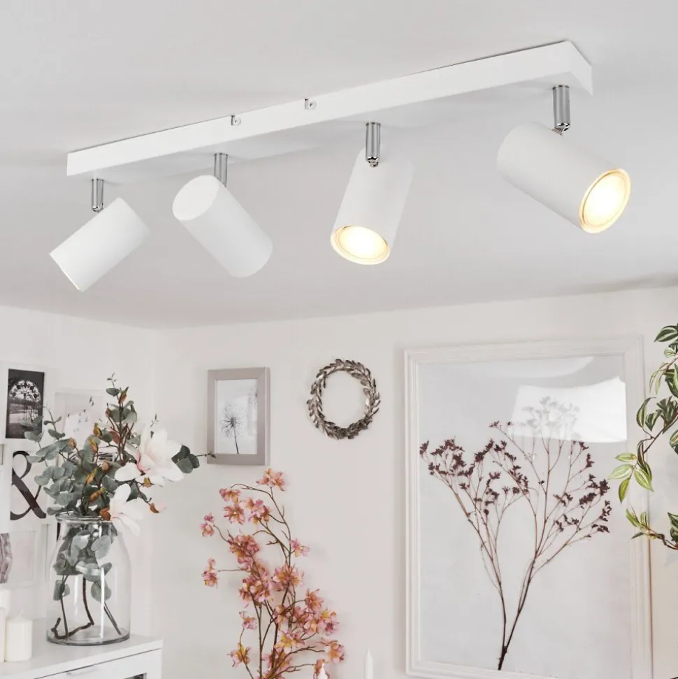 Plafonnierjavel Chrome, Blanc, 4 Lumieres