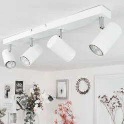 Plafonnierjavel Chrome, Blanc, 4 Lumieres