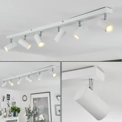 Plafonnierjavel Chrome, Blanc, 6 Lumieres