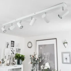 Plafonnierjavel Chrome, Blanc, 6 Lumieres