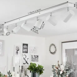 Plafonnierjavel Chrome, Blanc, 6 Lumieres
