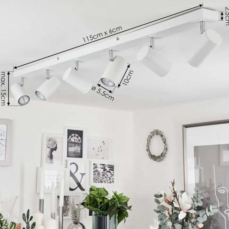 Plafonnierjavel Chrome, Blanc, 6 Lumieres