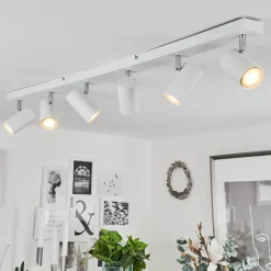 Plafonnierjavel Chrome, Blanc, 6 Lumieres