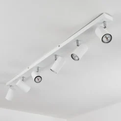 Plafonnierjavel Chrome, Blanc, 6 Lumieres