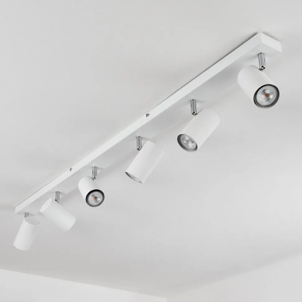 Plafonnierjavel Chrome, Blanc, 6 Lumieres