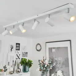 Plafonnierjavel Chrome, Blanc, 6 Lumieres