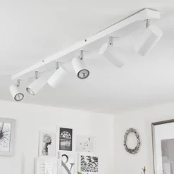 Plafonnierjavel Chrome, Blanc, 6 Lumieres