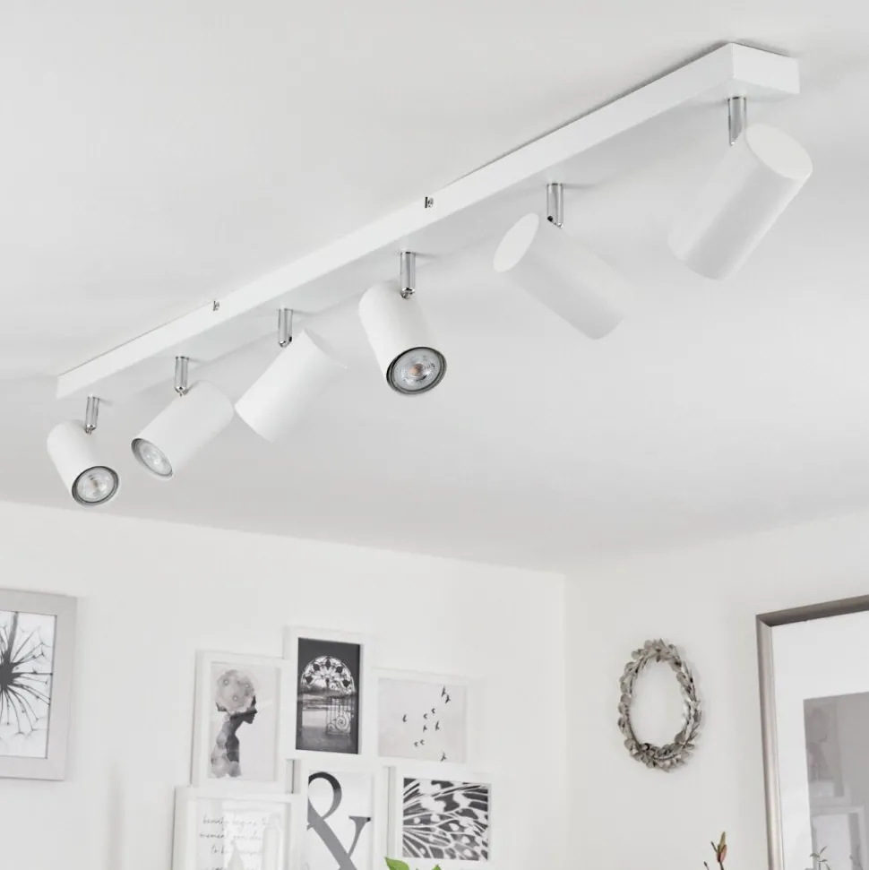 Plafonnierjavel Chrome, Blanc, 6 Lumieres