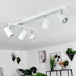 Plafonnierjavel Chrome, Blanc, 5 Lumieres