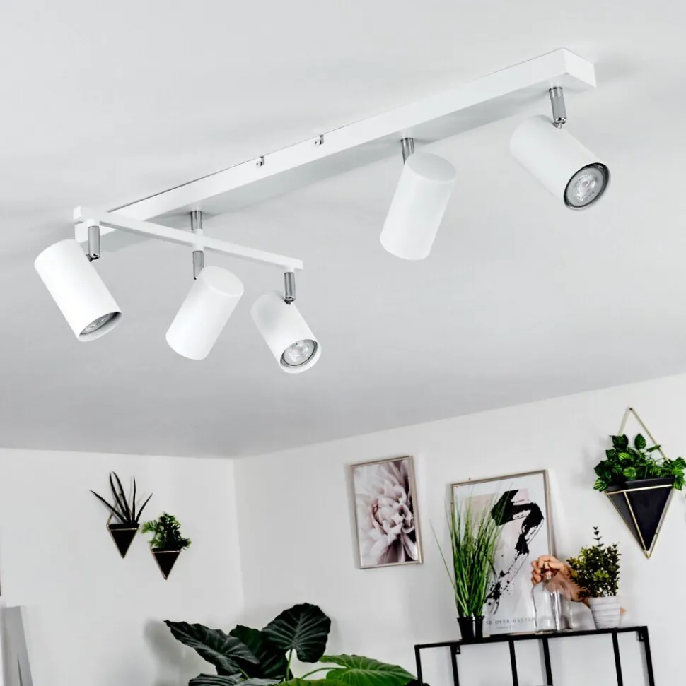 Plafonnierjavel Chrome, Blanc, 5 Lumieres
