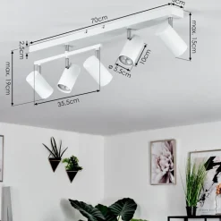 Plafonnierjavel Chrome, Blanc, 5 Lumieres