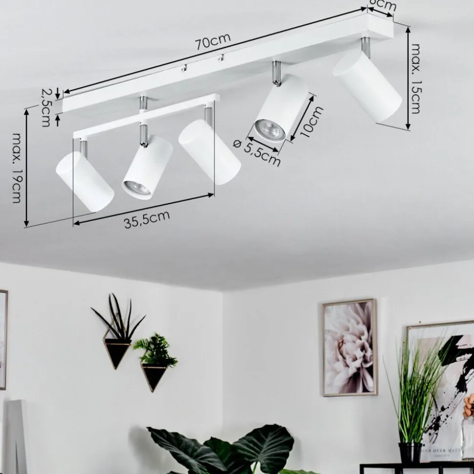 Plafonnierjavel Chrome, Blanc, 5 Lumieres