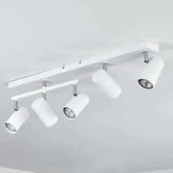 Plafonnierjavel Chrome, Blanc, 5 Lumieres