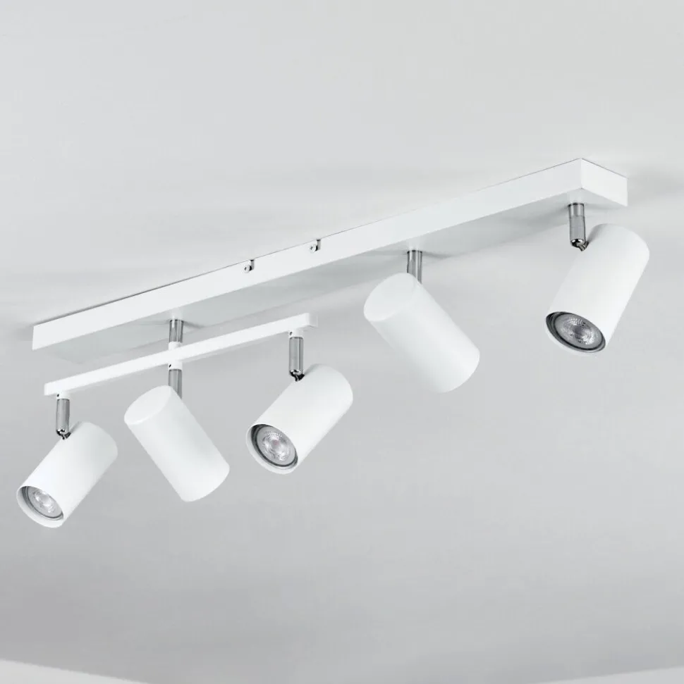 Plafonnierjavel Chrome, Blanc, 5 Lumieres