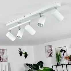Plafonnierjavel Chrome, Blanc, 5 Lumieres