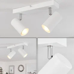 Plafonnierjavel Chrome, Blanc, 2 Lumieres