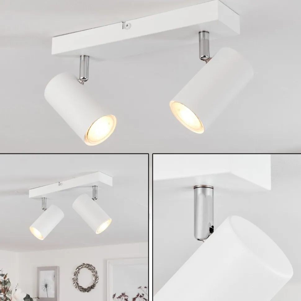 Plafonnierjavel Chrome, Blanc, 2 Lumieres