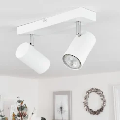 Plafonnierjavel Chrome, Blanc, 2 Lumieres
