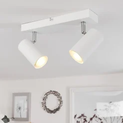 Plafonnierjavel Chrome, Blanc, 2 Lumieres