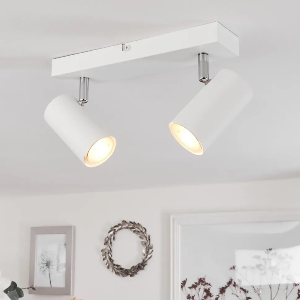 Plafonnierjavel Chrome, Blanc, 2 Lumieres