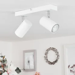 Plafonnierjavel Chrome, Blanc, 2 Lumieres