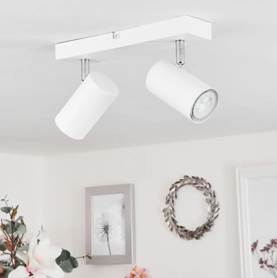 Plafonnierjavel Chrome, Blanc, 2 Lumieres