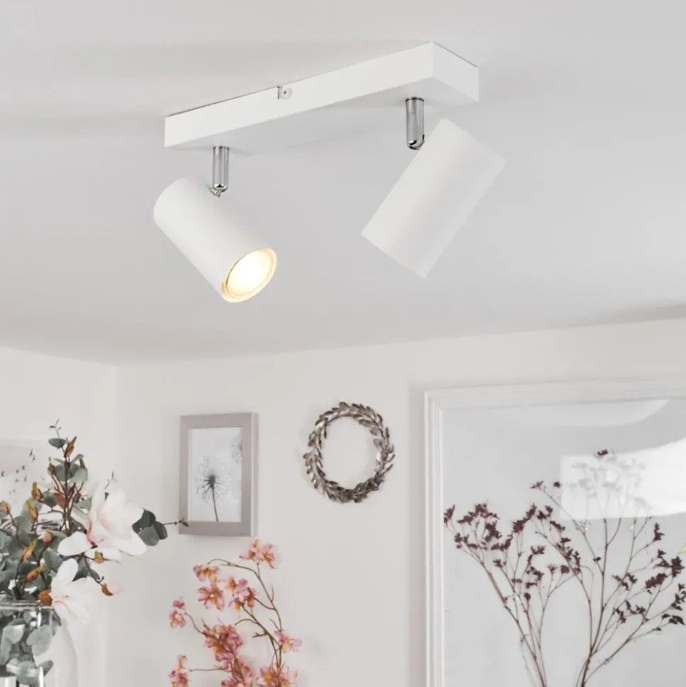 Plafonnierjavel Chrome, Blanc, 2 Lumieres