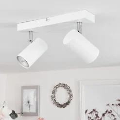 Plafonnierjavel Chrome, Blanc, 2 Lumieres