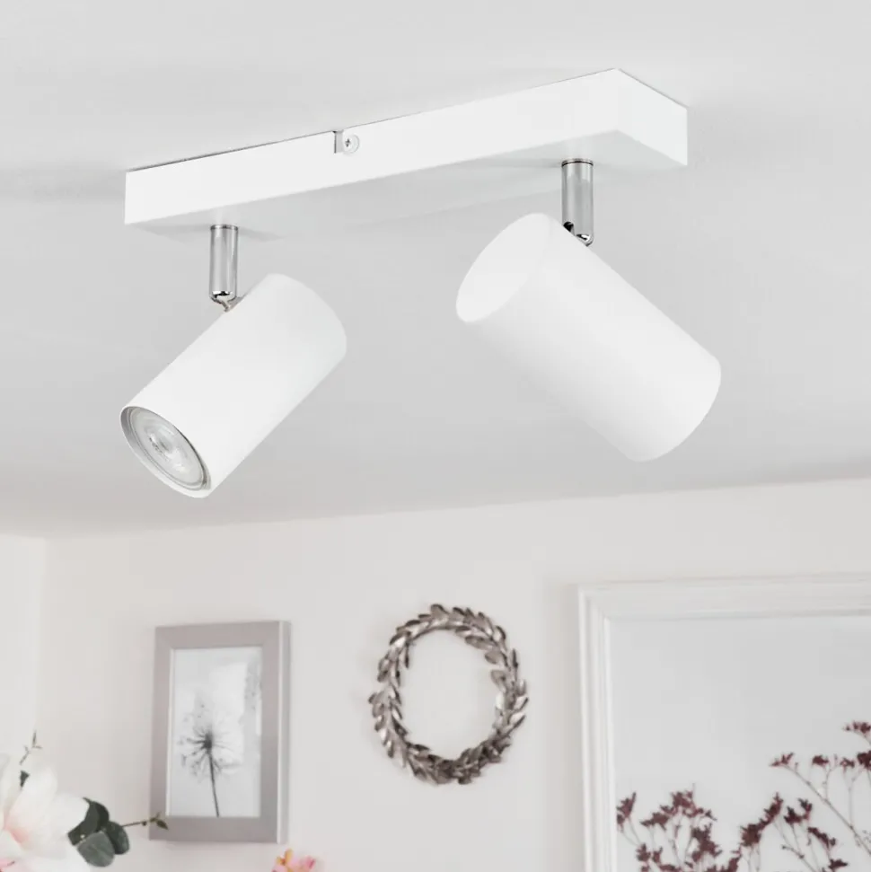 Plafonnierjavel Chrome, Blanc, 2 Lumieres