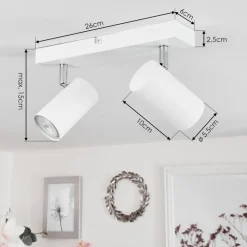 Plafonnierjavel Chrome, Blanc, 2 Lumieres