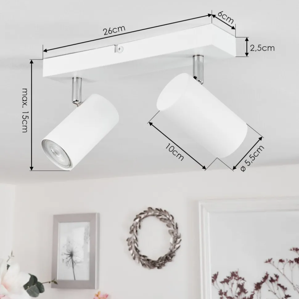 Plafonnierjavel Chrome, Blanc, 2 Lumieres