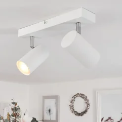 Plafonnierjavel Chrome, Blanc, 2 Lumieres