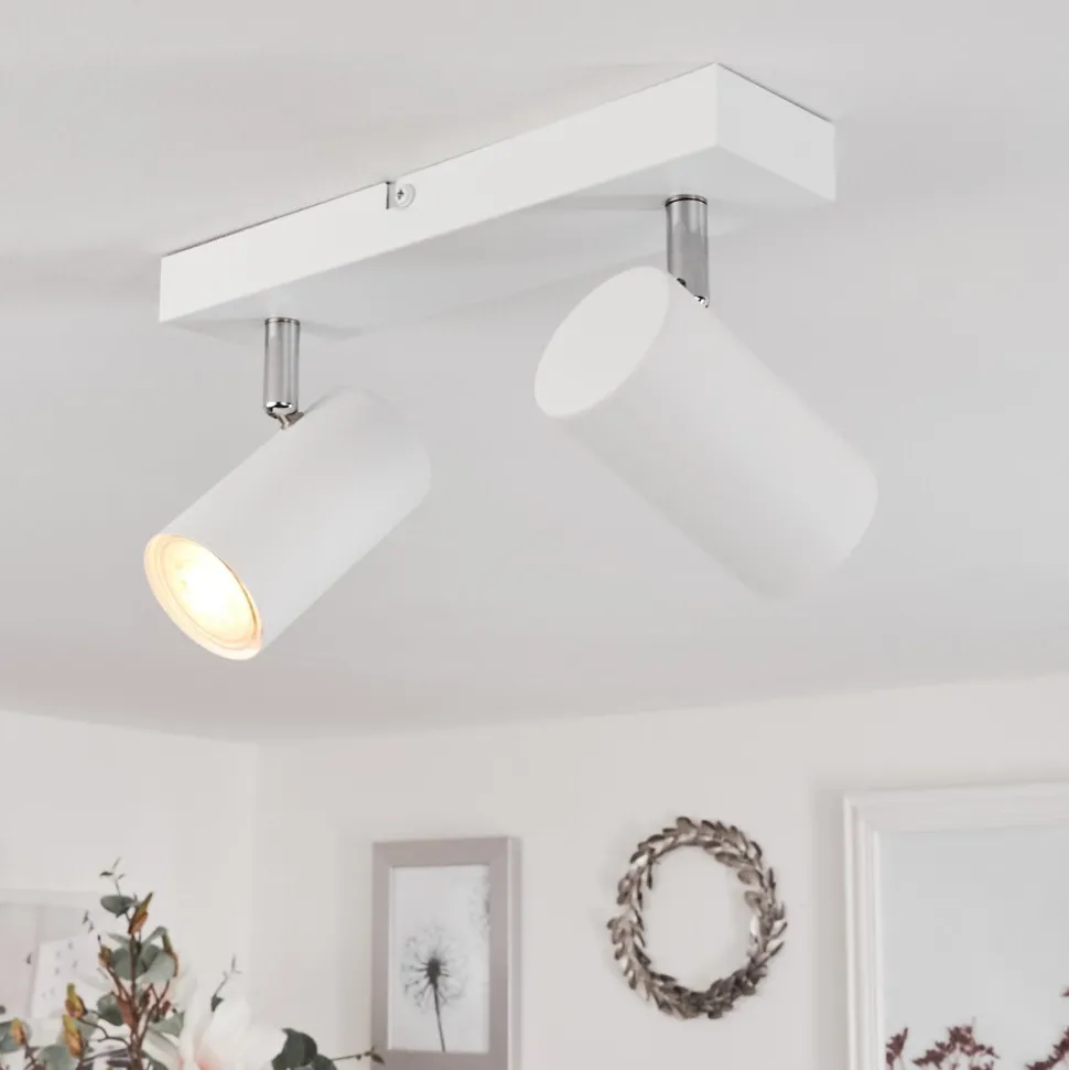 Plafonnierjavel Chrome, Blanc, 2 Lumieres