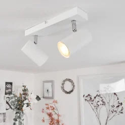Plafonnierjavel Chrome, Blanc, 2 Lumieres