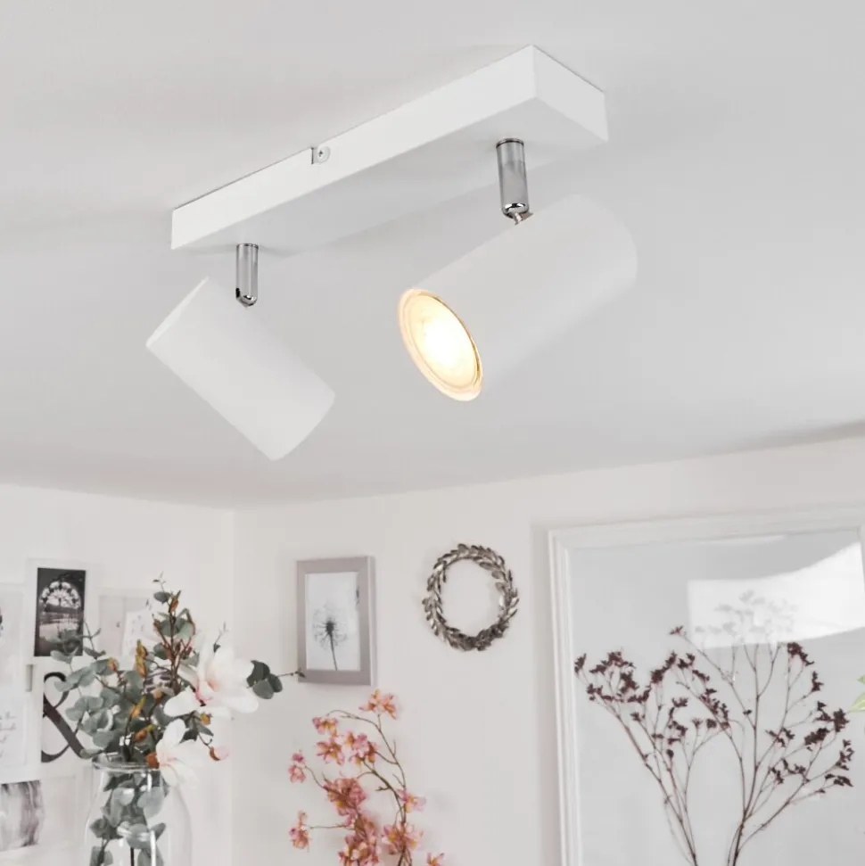 Plafonnierjavel Chrome, Blanc, 2 Lumieres