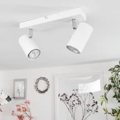Plafonnierjavel Chrome, Blanc, 2 Lumieres