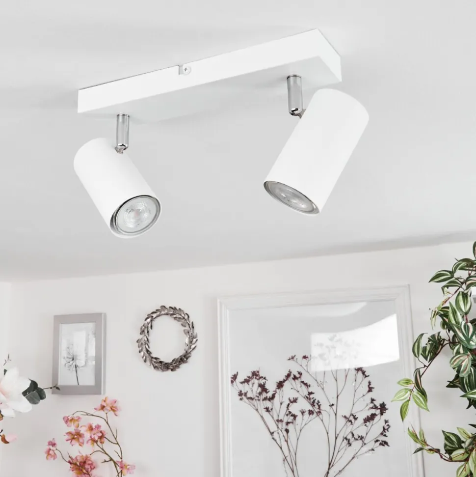 Plafonnierjavel Chrome, Blanc, 2 Lumieres