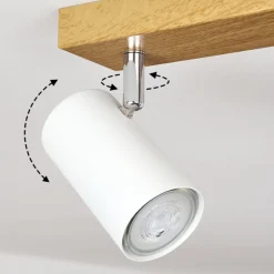 Plafonnierjavel Chrome, Couleur Bois, 2 Lumieres
