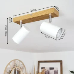 Plafonnierjavel Chrome, Couleur Bois, 2 Lumieres