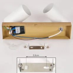 Plafonnierjavel Chrome, Couleur Bois, 2 Lumieres