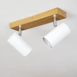 Plafonnierjavel Chrome, Couleur Bois, 2 Lumieres