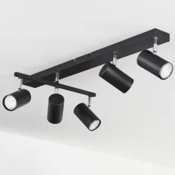 Plafonnierjavel Chrome, Noir, 5 Lumieres