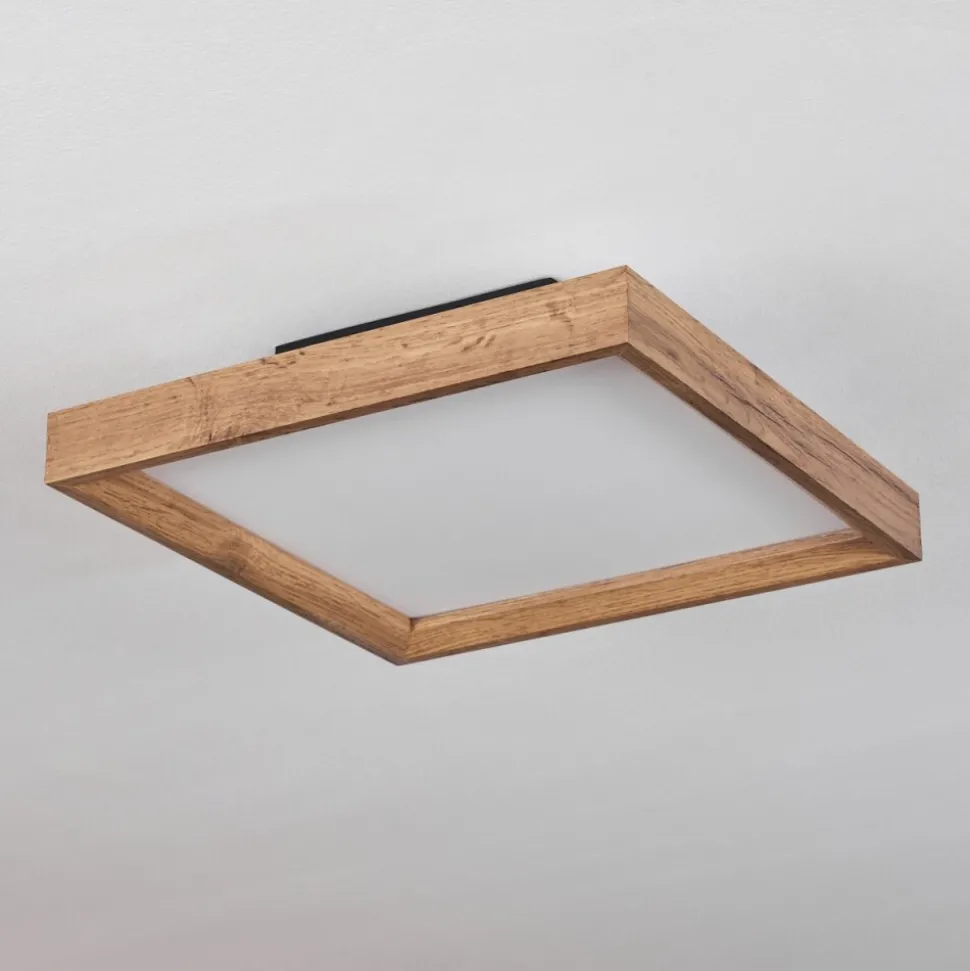 Plafonnierlongvic Led Brun, Couleur Bois, Noir, 1 Lumiere