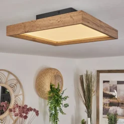 Plafonnierlongvic Led Brun, Couleur Bois, Noir, 1 Lumiere